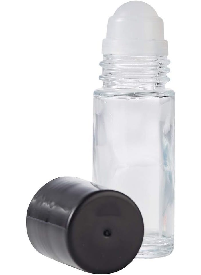 4PCS 30ml Essential Oil Roller Bottles,Empty Refillable Clear Glass Roll-on Bottles Perfume Roller Bottles with plastic Roller Balls and Black Lids - Image 3