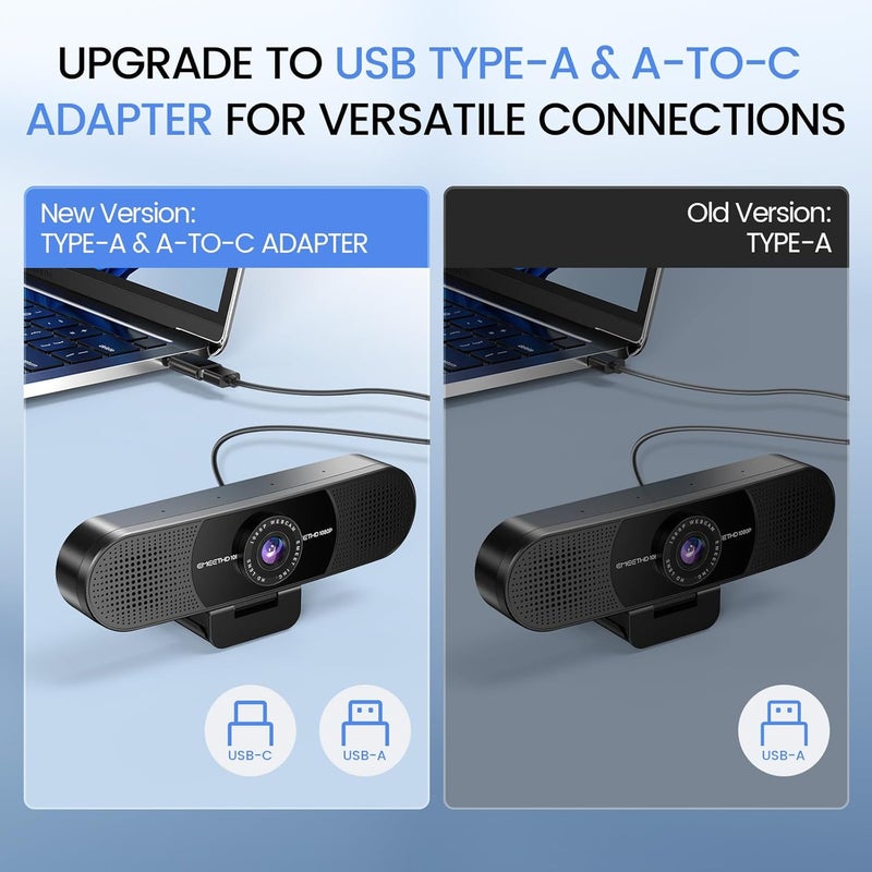إي ميت كاميرا ويب بدقة 1080P مع ميكروفون، C960، ميكروفونان، زاوية رؤية 90 درجة، USB Type-A ومحول A-to-C، كاميرا كمبيوتر للتوصيل والتشغيل للمكالمات عبر الإنترنت، دعم Zoom/Teams/Facetime، دعم كاميرا Switch 2، إصدار 2025 - Image 5