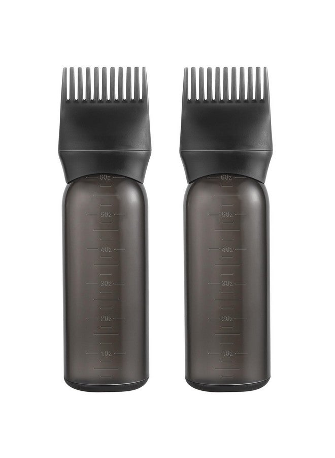 Pimoys 2 Pack Root Comb Applicator Bottle 6 Ounce Oil Applicator For Hair Dye, Black Hair Oiling Bottle Applicator Brush With Graduated Scale - Image 1