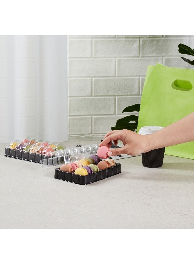 Restaurantware 11 x 4.5 Inch Macaron Containers, 100 Shockproof Macaron Boxes - Fits 12 Macarons, With Clear Lids, Black Plastic Macaron Packaging, Use At Bakeries or Parties, For Gifting Macarons  - Image 5