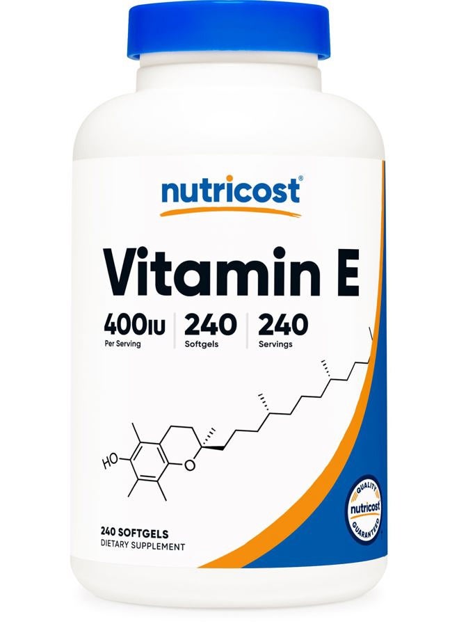 Nutricost Vitamin E 400 IU, 240 Softgel Capsules - Gluten Free, Non-GMO  - Image 1