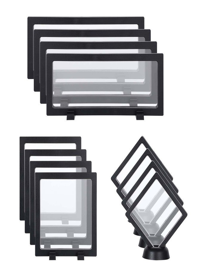 JOUTYFOR 12 Pcs 3D Floating Frame Display Case, Challenge Coin Display Stand Holder Frames Transparent PE Jewelry Storage Box Large Suspension Frames for AA Medallions, Medal, Medallion, Stamps (Black) - Image 1