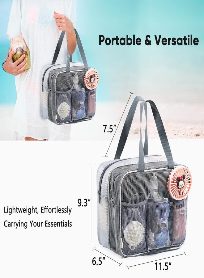 ELCUPA Large Mesh Shower Caddy with Wet & Dry Zones - Portable Hanging Toiletry Bag for College Dorm Room Essentials, Travel, Gym, Camping, Beach Tote Bag - Quick-Dry Shower Tote Organizer - Image 4