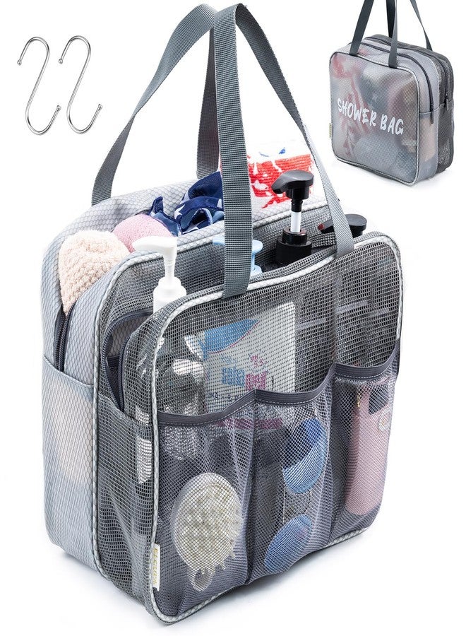 ELCUPA Large Mesh Shower Caddy with Wet & Dry Zones - Portable Hanging Toiletry Bag for College Dorm Room Essentials, Travel, Gym, Camping, Beach Tote Bag - Quick-Dry Shower Tote Organizer - Image 1