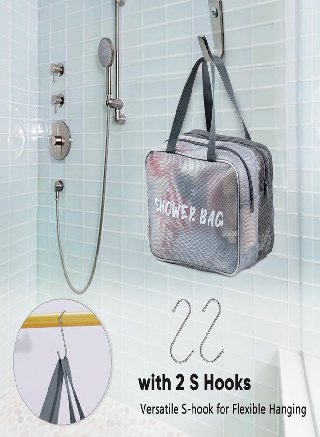 ELCUPA Large Mesh Shower Caddy with Wet & Dry Zones - Portable Hanging Toiletry Bag for College Dorm Room Essentials, Travel, Gym, Camping, Beach Tote Bag - Quick-Dry Shower Tote Organizer - Image 5