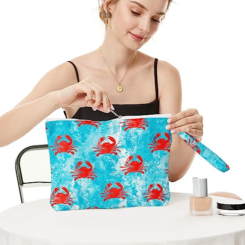 Fokongna Wet Bag, Travel Makeup Bag, Wet Dry Bag, Wet Bag for Swimsuit, Beach Pool Diapers Dirty Yoga Gym Clothes Zipper Pouch for Women Sister Friends Wet Bag Ocean Sea Shells Beach Starfish.349 - Image 3
