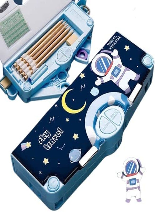 Rahasya Enterprise Kids Pen & Pencil Box-Suitcase Style Password Lock Pencil Case,Multi-Layer Pencil Box for Kids, Boys, Girls, Stationary Organizer Case for Kids (Space Pencil Box) - Image 1
