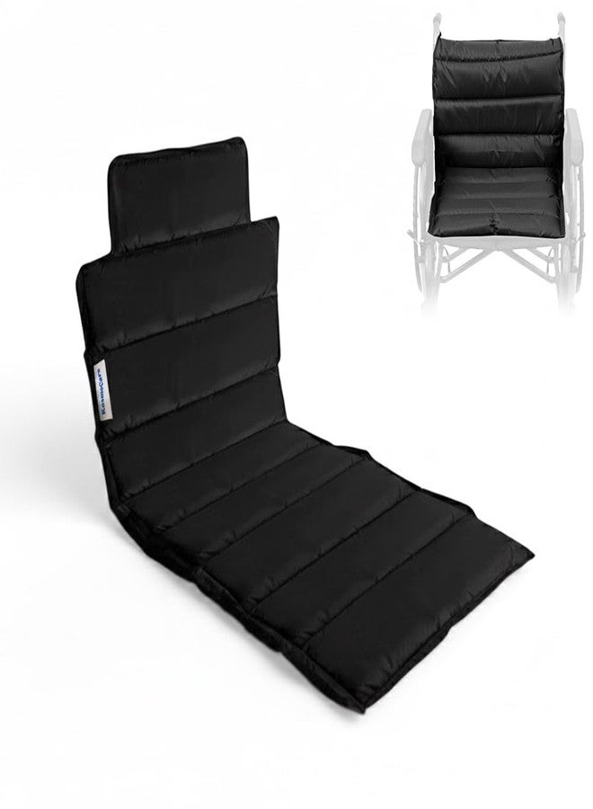 KosmoCare Wheelchair Cushion| Seat & Back Support Pad for Extra Comfort| Padded Upholstery with Adjustable Velcro Straps| Pressure Relief Cushion for Long Sitting| Washable & Lightweight| Black - Image 1