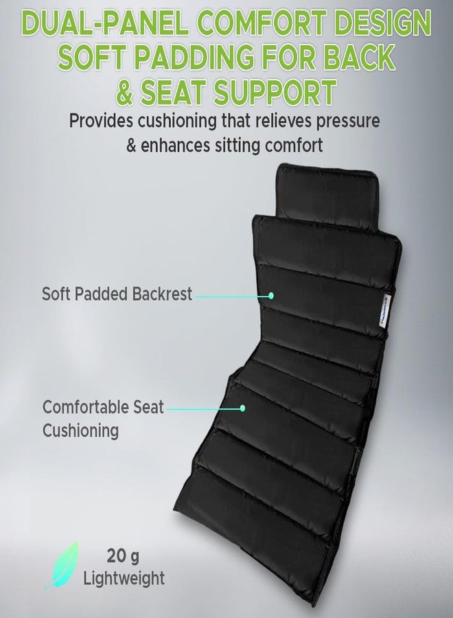 KosmoCare Wheelchair Cushion| Seat & Back Support Pad for Extra Comfort| Padded Upholstery with Adjustable Velcro Straps| Pressure Relief Cushion for Long Sitting| Washable & Lightweight| Black - Image 3
