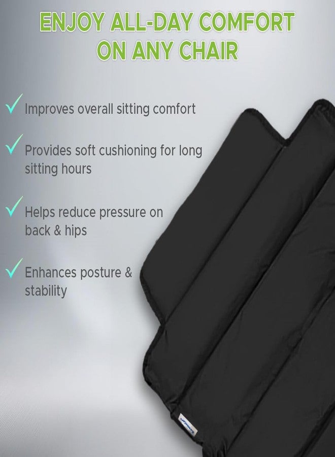 KosmoCare Wheelchair Cushion| Seat & Back Support Pad for Extra Comfort| Padded Upholstery with Adjustable Velcro Straps| Pressure Relief Cushion for Long Sitting| Washable & Lightweight| Black - Image 4