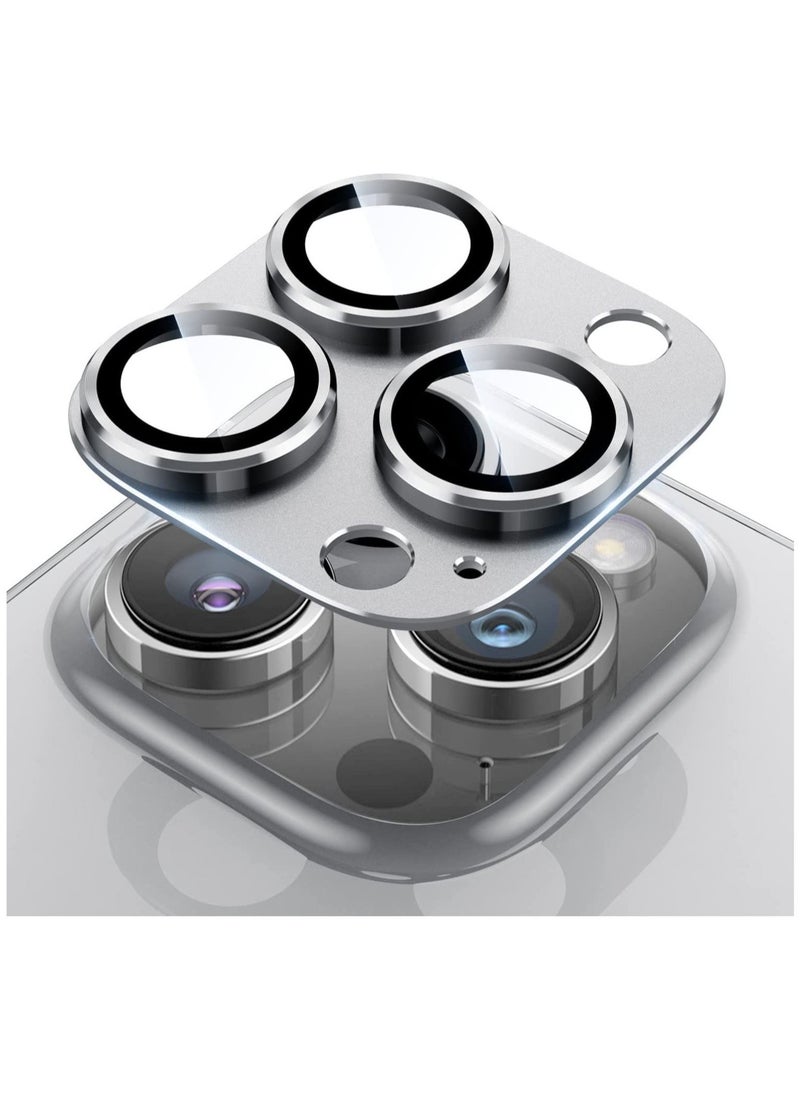 ELTRAZONE Camera Lens Protector for iPhone 14 Pro/iPhone 14 Pro Max, Alloy Metal Camera Cover with Tempered Glass Screen Protector Accessories,Scratch Resistant,Easy to Install (Silver) - Image 1