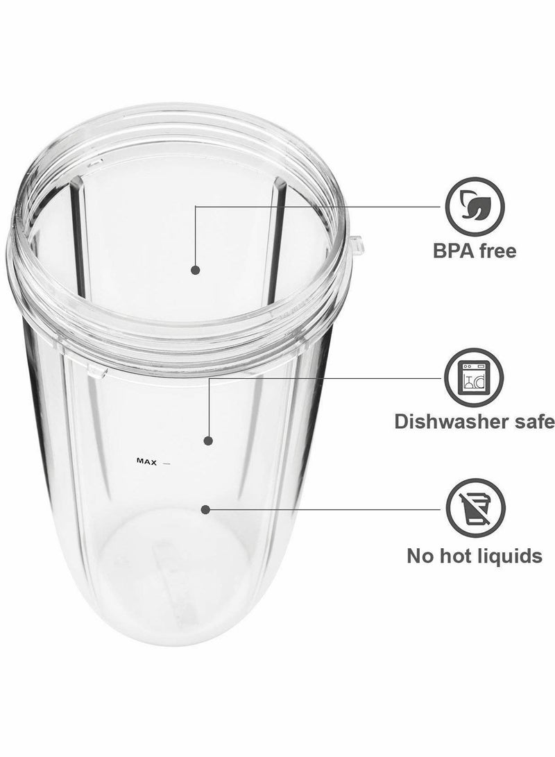 Juicer Cups for NutriBullet Replacement Parts 600w 900W 18OZ 24OZ 32OZ Clear Mugs Blender Juicer Mixer. Clear, Upgraded Material, Pack of 2 - Image 3