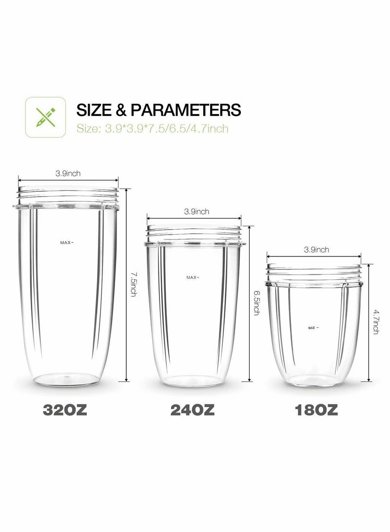 Juicer Cups for NutriBullet Replacement Parts 600w 900W 18OZ 24OZ 32OZ Clear Mugs Blender Juicer Mixer. Clear, Upgraded Material, Pack of 2 - Image 5