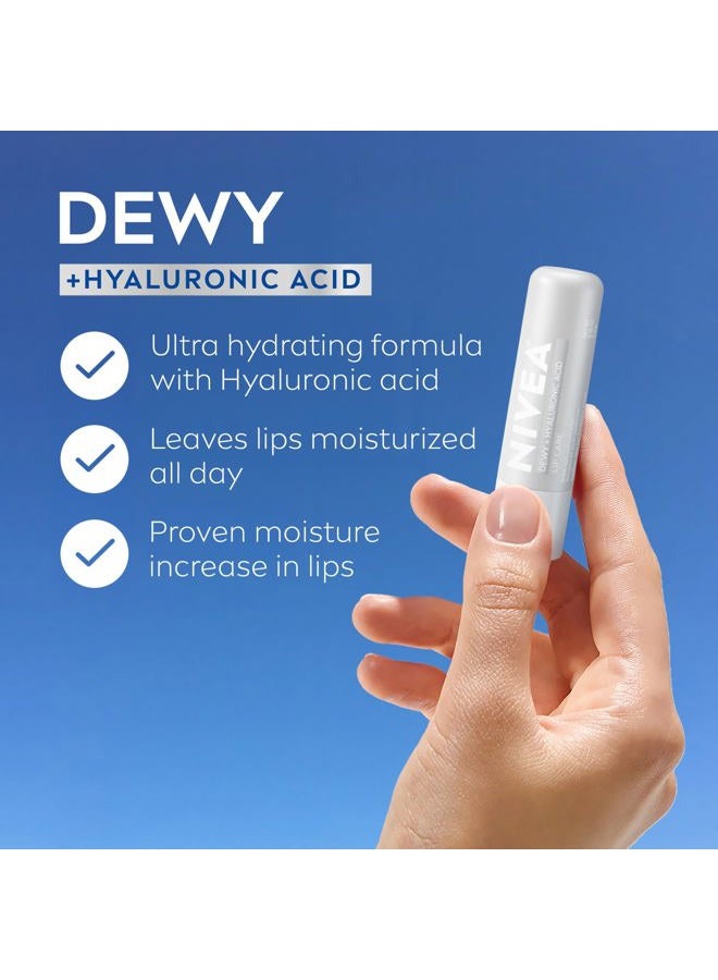 Nivea Dewy Lip Balm with Hyaluronic Acid, Leaves Visibly Less Noticeable Lip Lines and No Waxy Feel, 0.18 Oz, Pack of 4 - Image 2