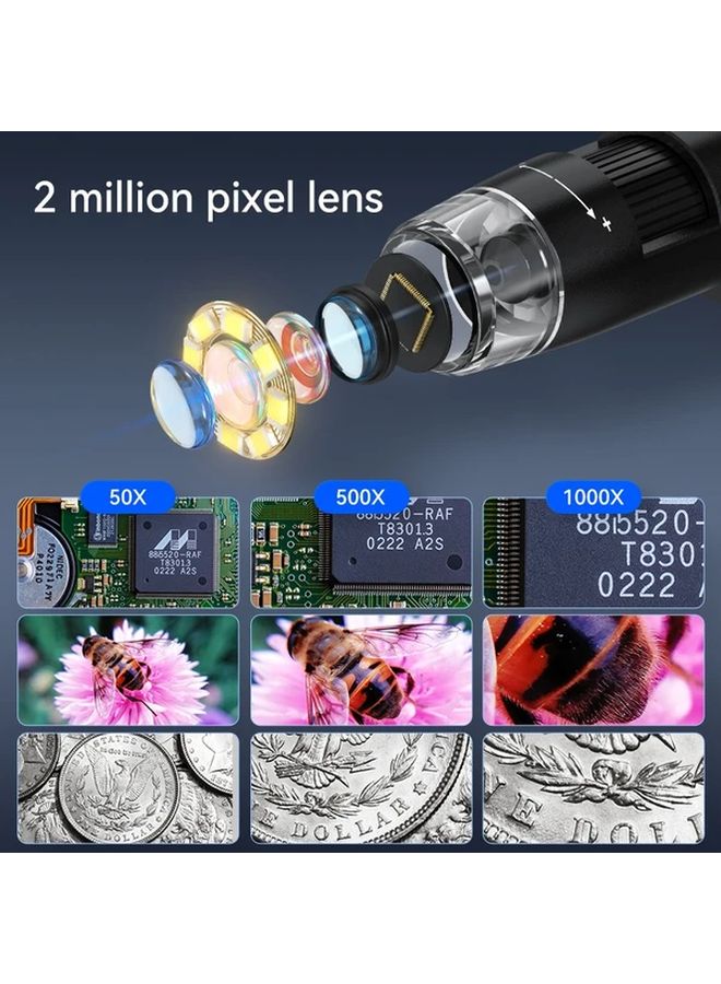 Black Digital Microscope 4.3 Inch Screen 1000X Magnification for Coin Biological Inspection - Image 5