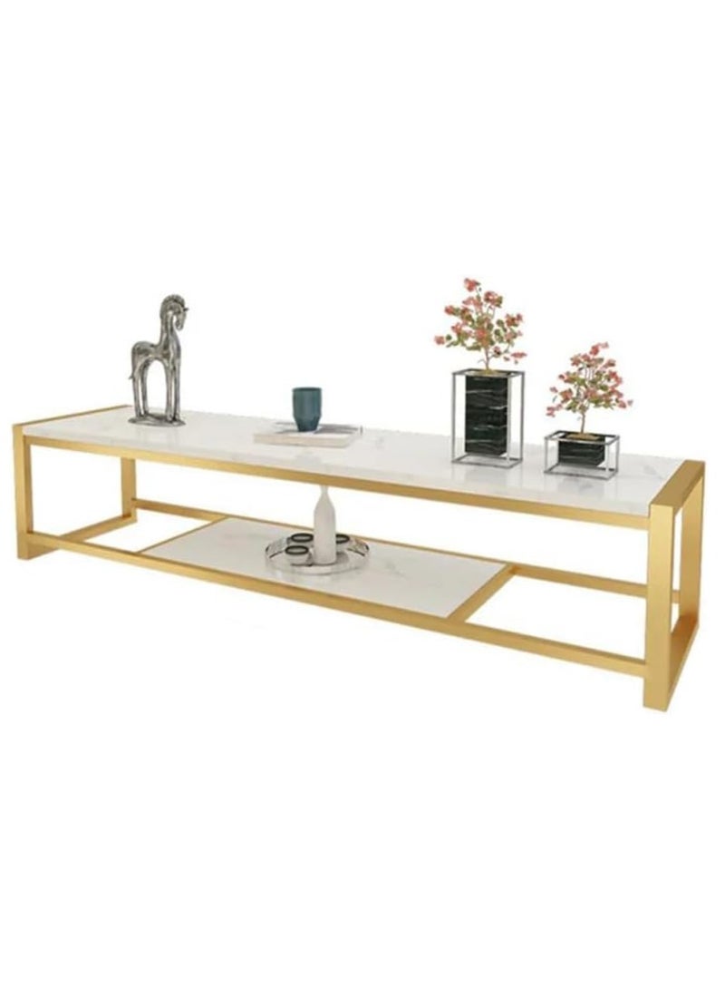 LINGWEI Metal and Marble TV Stand Modern Entertainment Center For Living Rooms and Offices Stylish Multifunctional Console Table with Gaming Console Storage - Image 3