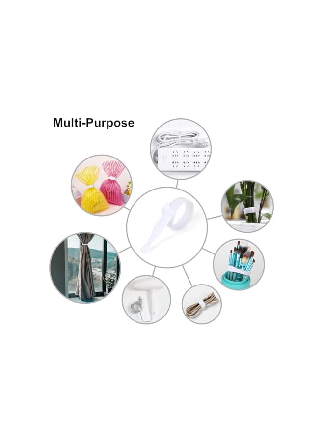 S-TOP 120PCS Reusable Cable Ties, 6 × 1/2'' Adjustable Cords Organizer, Multi-Purpose Hook&Loop Cable Straps, Fastening Wire Ties Management for Computer/Laptop/TV/Electronics, White (OL-VCT-SG) - Image 4