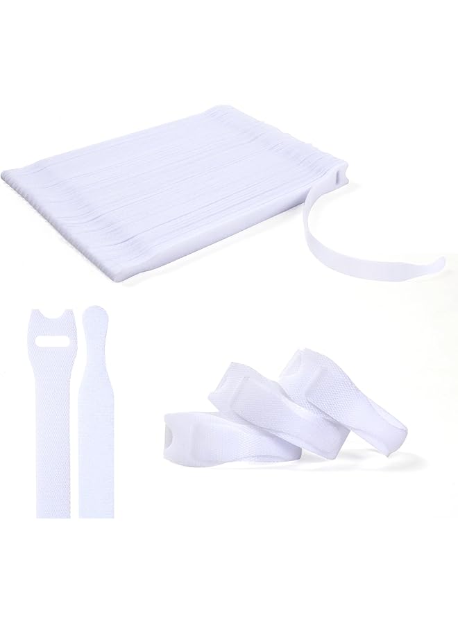S-TOP 120PCS Reusable Cable Ties, 6 × 1/2'' Adjustable Cords Organizer, Multi-Purpose Hook&Loop Cable Straps, Fastening Wire Ties Management for Computer/Laptop/TV/Electronics, White (OL-VCT-SG) - Image 1