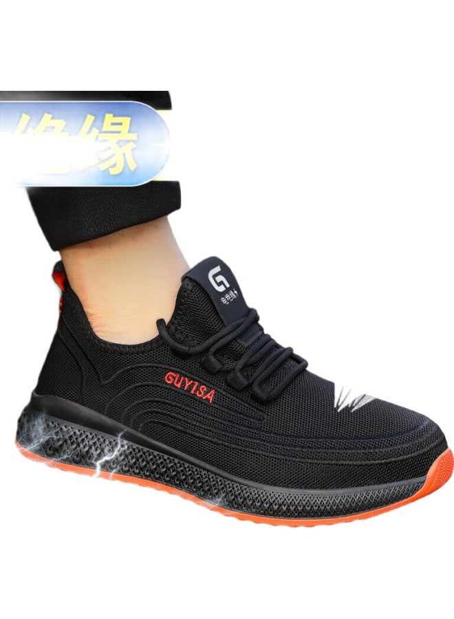 JUNBU أحذية أمان للرجال، كعب بلاستيكي معزول للكهربائيين، مقاومة للصدمات، مقاومة للثقب، أحذية عمل خفيفة الوزن وقابلة للتنفس 9156Kv مقاس 41 - Image 2