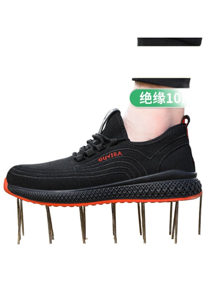 JUNBU أحذية أمان للرجال، كعب بلاستيكي معزول للكهربائيين، مقاومة للصدمات، مقاومة للثقب، أحذية عمل خفيفة الوزن وقابلة للتنفس 9156Kv مقاس 41 - Image 3