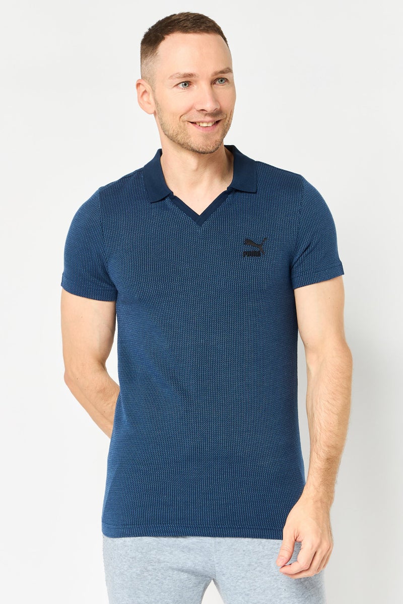 PUMA Men Slim Fit Short Sleeve Embroidered Logo Outdoor Polo Shirt, Navy - Image 1