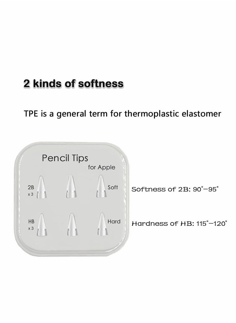 Y&D - Pencil Tips for Apple Pencil, Compatible with 2nd Gen and 1st Gen, Soft Hard, Double Layered Tip 6 Pack - Image 1