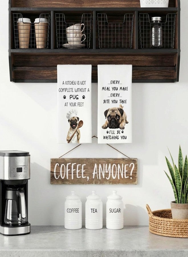 Subvise Pug Kitchen Towel for Dog Lovers,Set of 2 Dish Hand Towels for Home Decorative - Image 3