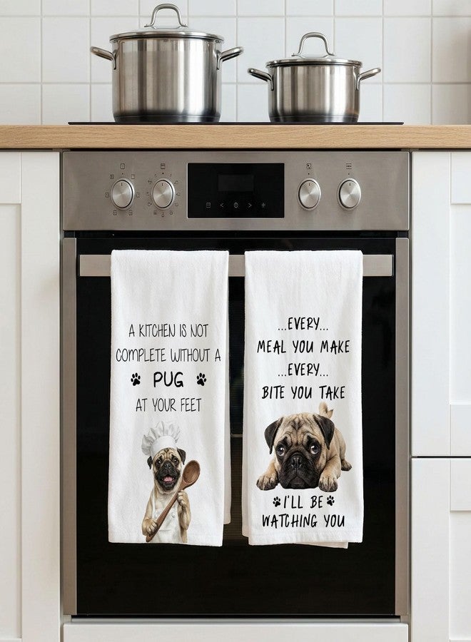 Subvise Pug Kitchen Towel for Dog Lovers,Set of 2 Dish Hand Towels for Home Decorative - Image 4