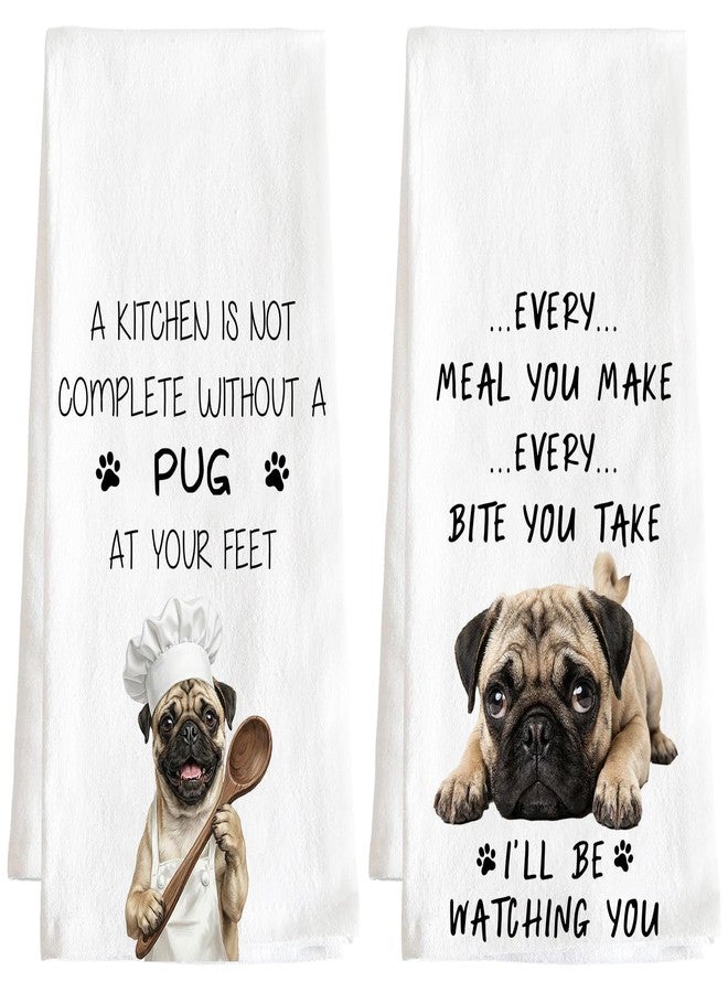 Subvise Pug Kitchen Towel for Dog Lovers,Set of 2 Dish Hand Towels for Home Decorative - Image 1