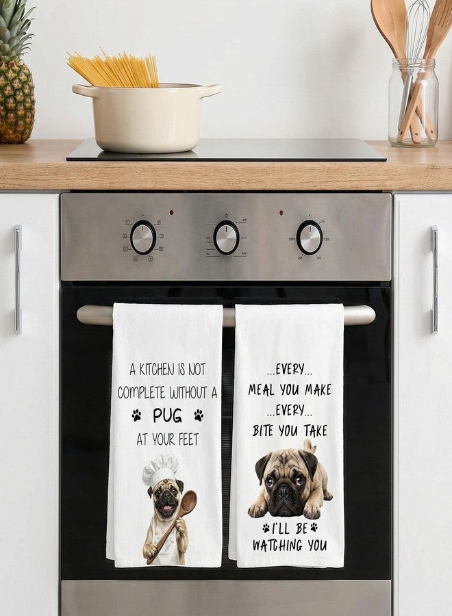 Subvise Pug Kitchen Towel for Dog Lovers,Set of 2 Dish Hand Towels for Home Decorative - Image 2