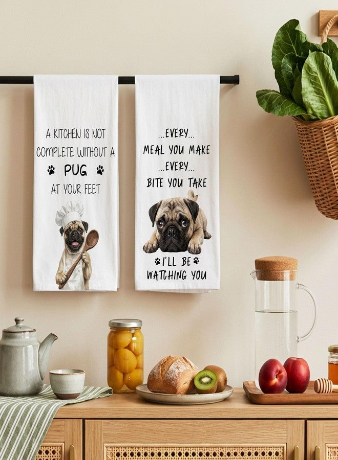 Subvise Pug Kitchen Towel for Dog Lovers,Set of 2 Dish Hand Towels for Home Decorative - Image 5