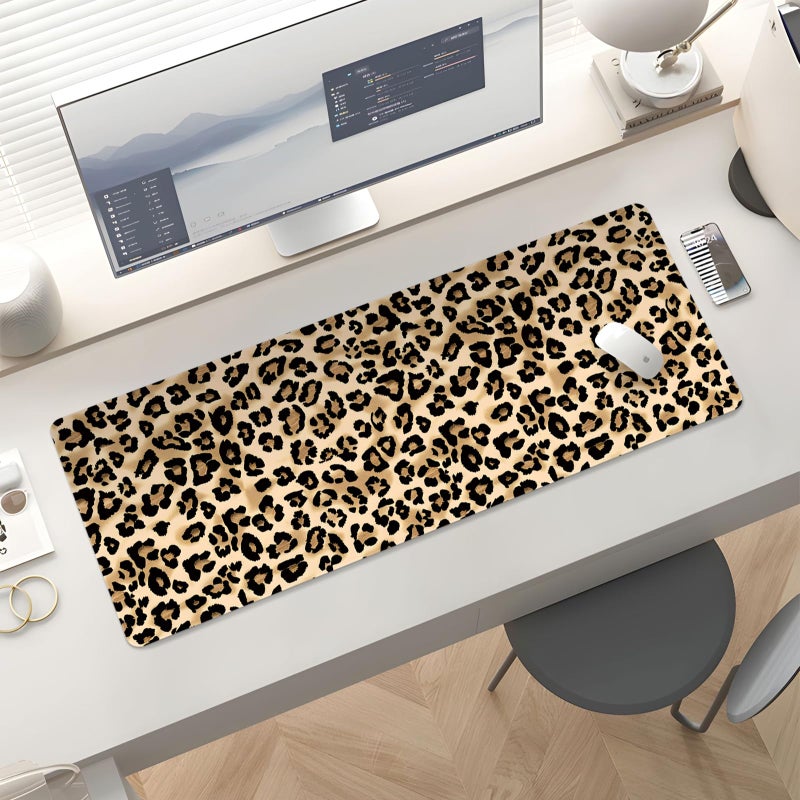 Stanoha Mousepad Desk Mat Gaming Large Keyboard Cute Office Desktop Computer Laptop XXL Long Big Kawaii Aesthetic Girly Pretty Design Women Girl Gamer Oversized Wide 30x12'' Mousepad, Leopard - Image 5