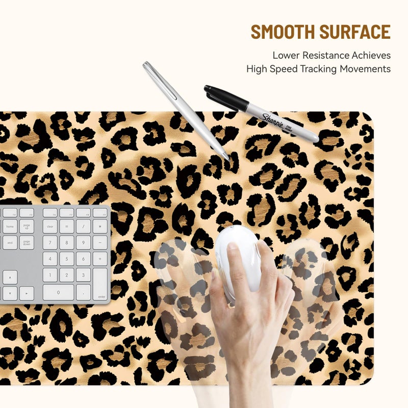 Stanoha Mousepad Desk Mat Gaming Large Keyboard Cute Office Desktop Computer Laptop XXL Long Big Kawaii Aesthetic Girly Pretty Design Women Girl Gamer Oversized Wide 30x12'' Mousepad, Leopard - Image 3