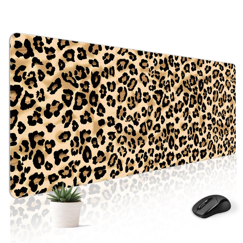 Stanoha Mousepad Desk Mat Gaming Large Keyboard Cute Office Desktop Computer Laptop XXL Long Big Kawaii Aesthetic Girly Pretty Design Women Girl Gamer Oversized Wide 30x12'' Mousepad, Leopard - Image 1