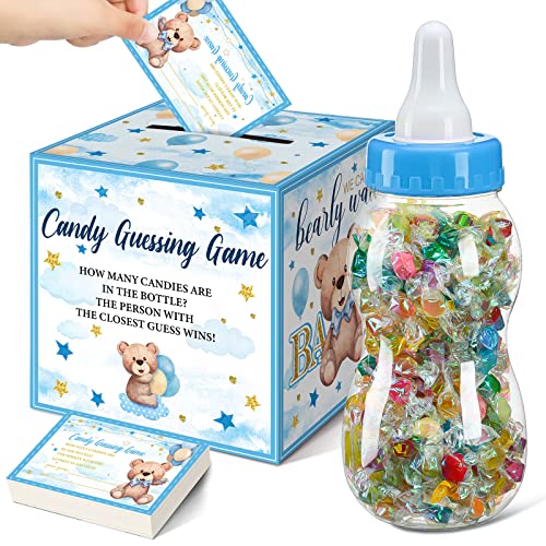 Glenmal 52 Pcs Baby Shower Games Gift Sets Large Baby Bottle for Shower Game Guess How Many Candies Decorations for Gender RevealBear - Image 1