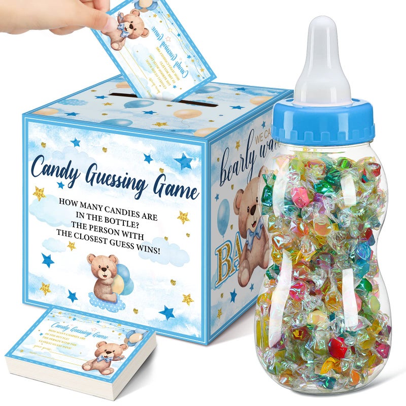 Glenmal 52 Pcs Baby Shower Games Gift Sets Large Baby Bottle for Shower Game Guess How Many Candies Decorations for Gender RevealBear - Image 2