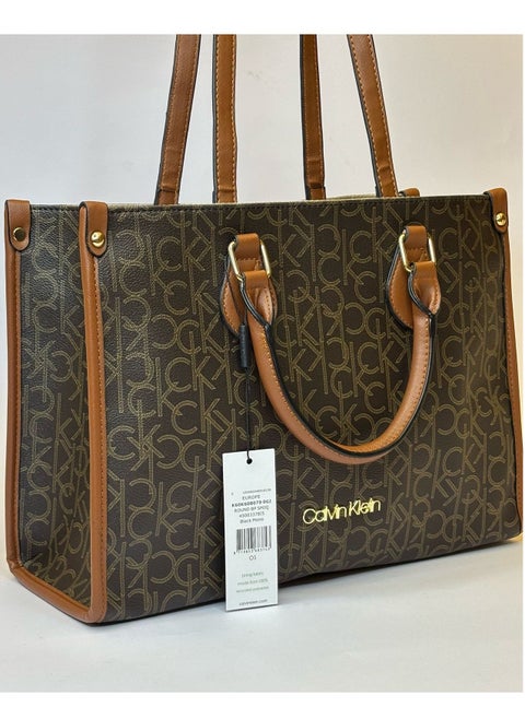 Calvin Klein Brown Leather Tote Bag For Women