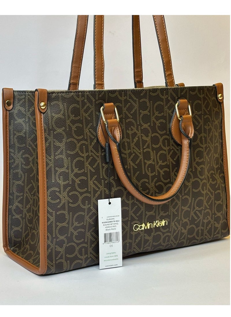 CALVIN KLEIN JEANS PLUS - Calvin Klein Brown Leather Tote Bag For Women - Image 1