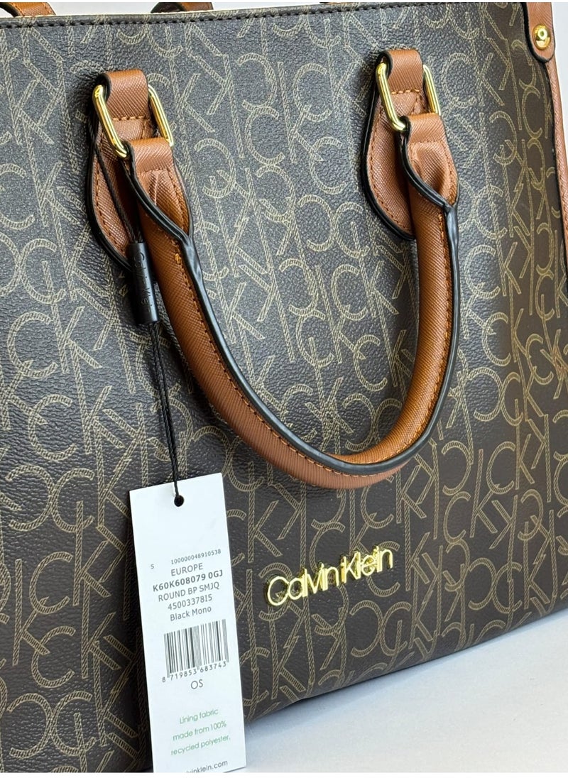 CALVIN KLEIN JEANS PLUS - Calvin Klein Brown Leather Tote Bag For Women - Image 1