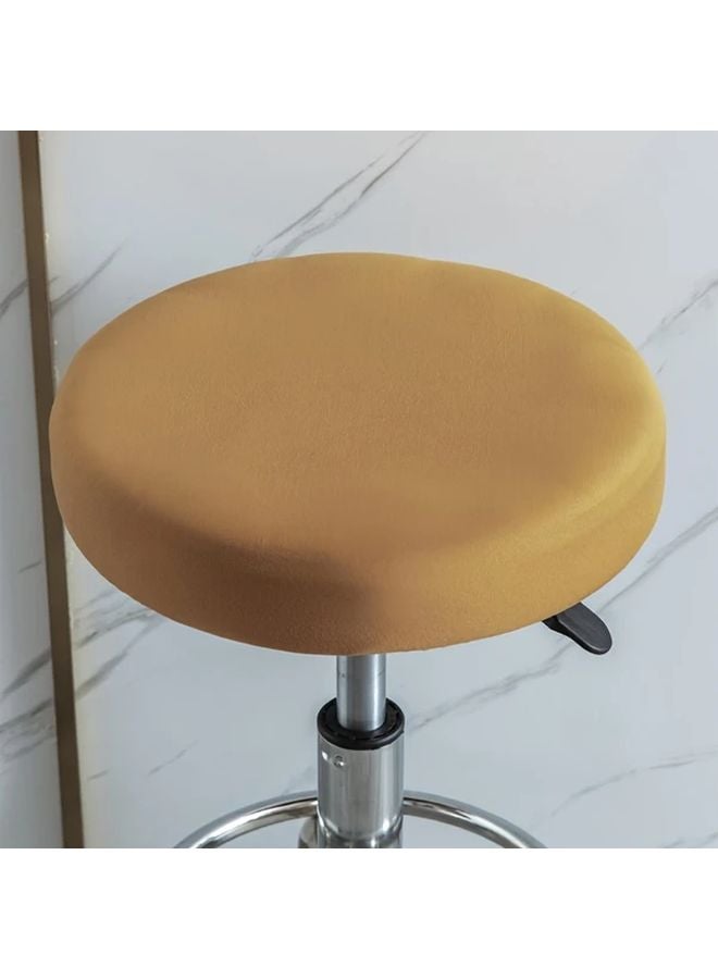 Yellow Round Stool Cushion Cover Easy Clean Elastic Fit Machine Washable Home Decor - Image 1