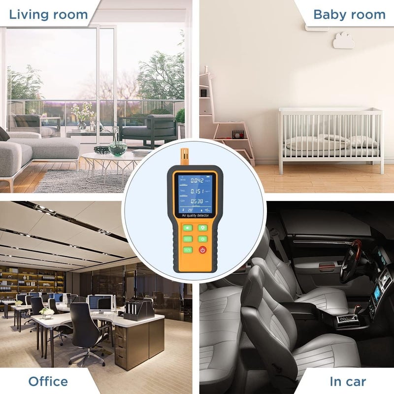 Air Quality Monitor, High Sensitivity CO2 Monitor Formaldehyde Detector, TVOC/Temp/Humidity Air Quality Monitor, with Buzzer Prompt, Max Value Highlight & 120s Countdown, Vent Design, Backlit Screen - Image 5