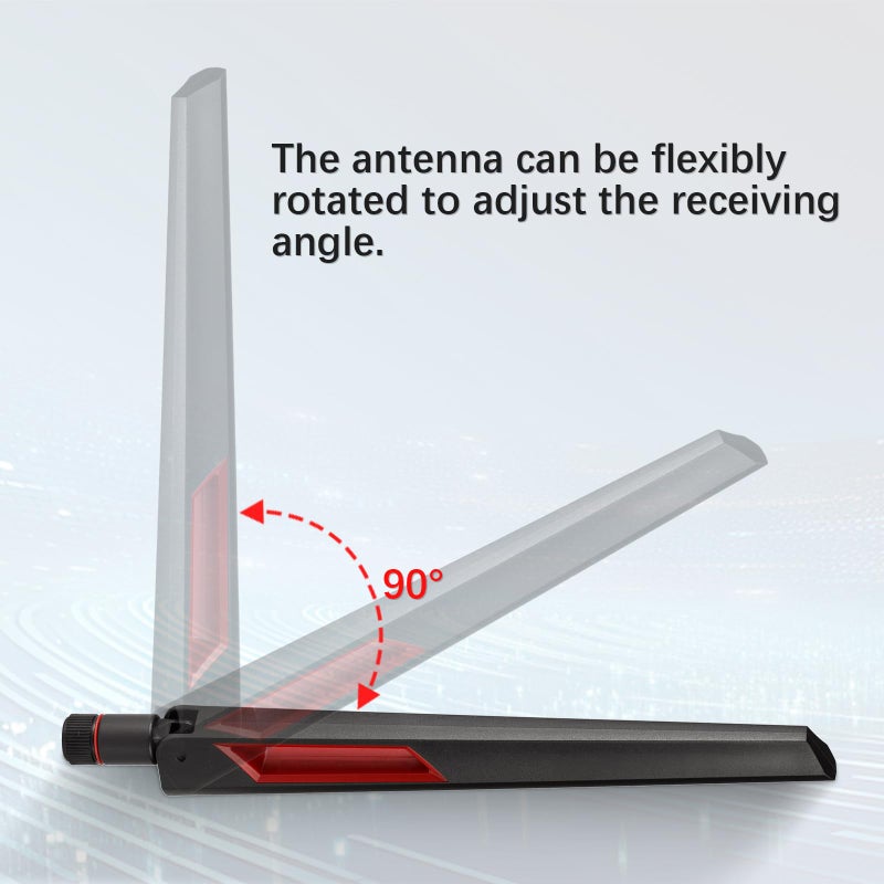 Superbat WiFi 6 6E Tri-Band Antenna 2.4GHz 5GHz 6GHz RP-SMA Male Omni-Directional Antenna - 2-Pack for Router PC Desktop PCIe WiFi Card IP Security Cameras USB Adapter - Image 5