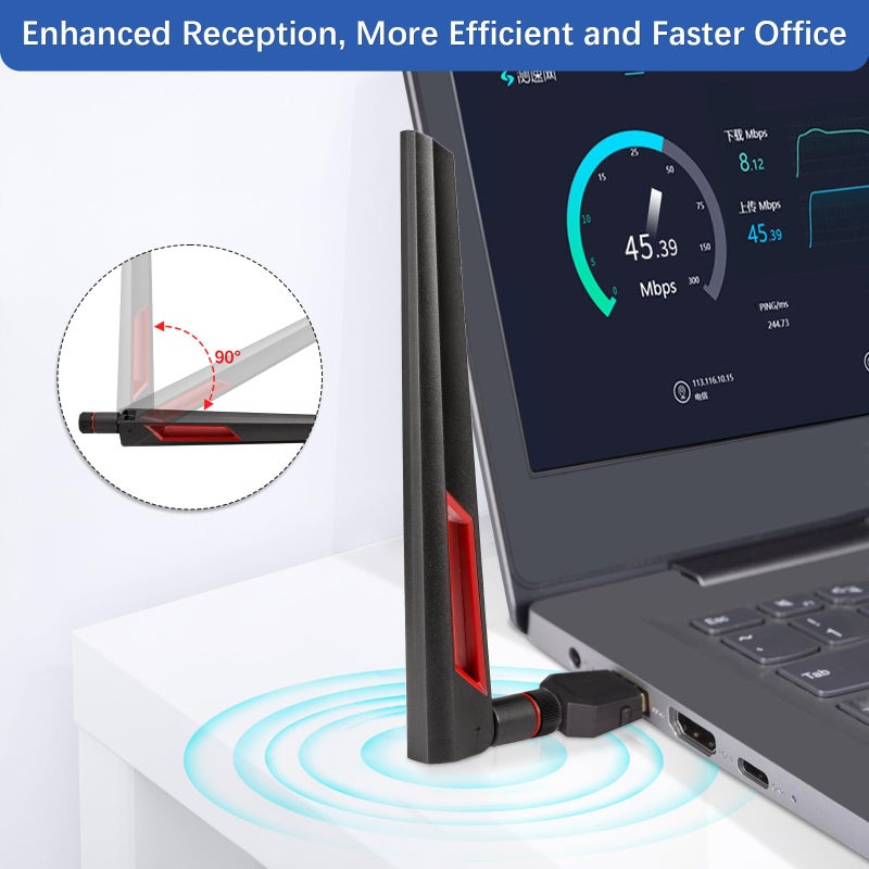 Superbat WiFi 6 6E Tri-Band Antenna 2.4GHz 5GHz 6GHz RP-SMA Male Omni-Directional Antenna - 2-Pack for Router PC Desktop PCIe WiFi Card IP Security Cameras USB Adapter - Image 3