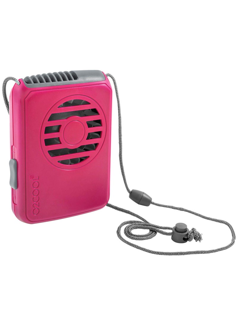 O2COOL O2COOL Battery Powered Deluxe Necklace Fan For Personal Cooling With Adjustable Lanyard Raspberry 