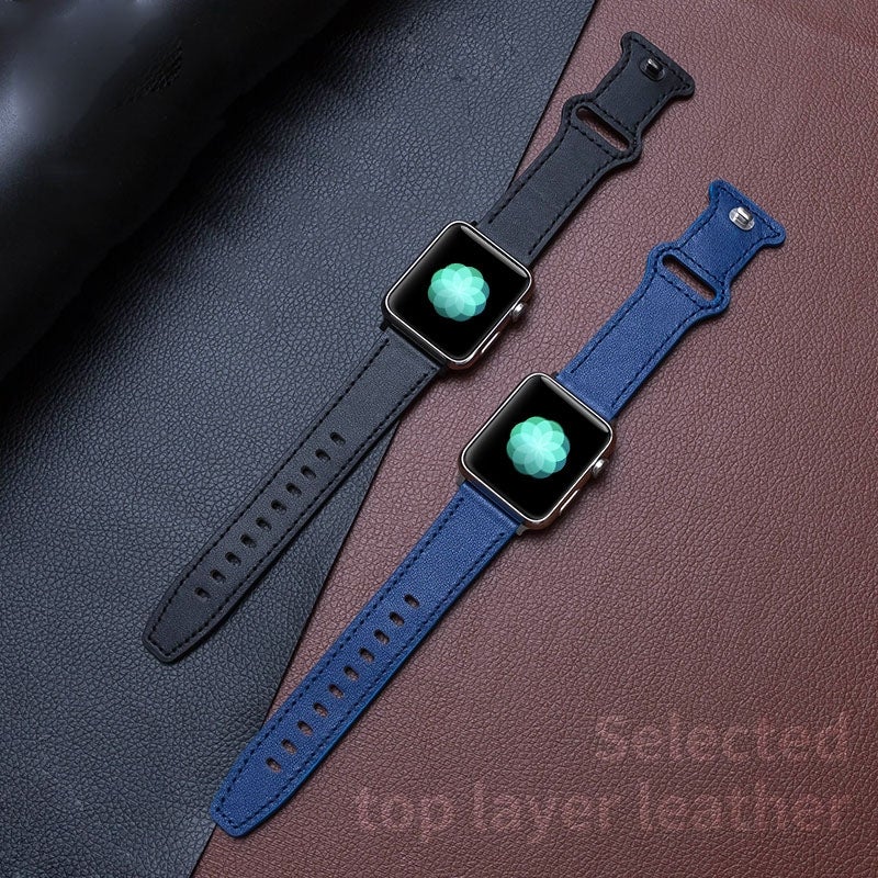 Butterfly Buckle Cowhide Leather Watch Band For Apple Watch Ultra 49mm&Watch Ultra 2 49mm / Series 9&8&7 45mm / SE 3&SE 2&6&SE&5&4 44mm / 3&2&1 42mm(Grass Green)