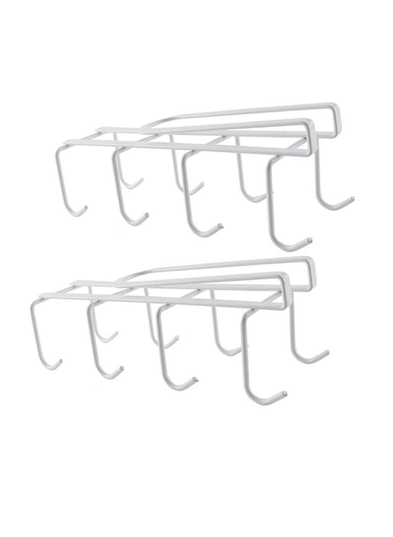 مجموعة حامل الأكواب تحت الرف - رف أكواب 2PCS مع 8 خطافات لحلول تخزين المطبخ والمكتب والخزانة - Image 1