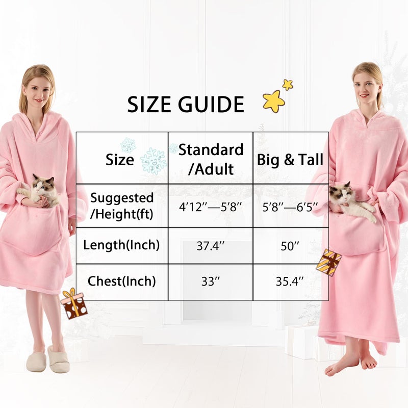 Krifey Big & Tall Wearable Blanket Hoodie with Cat Pocket, Extra Long Oversized Fleece Blanket for Adults, Cozy Birthday Gifts, Christmas Gifts - Image 5