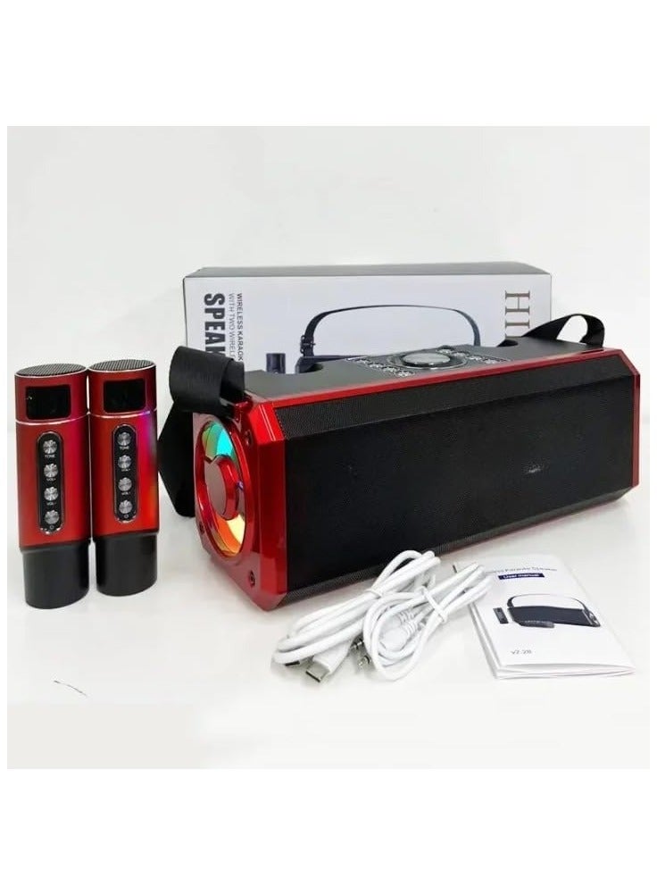 سو YS-228 مكبر صوت متوافق مع بلوتوث 5.0 قابل لإعادة الشحن ويدعم محرك USB وبطاقة TF - أحمر/أسود. - Image 2