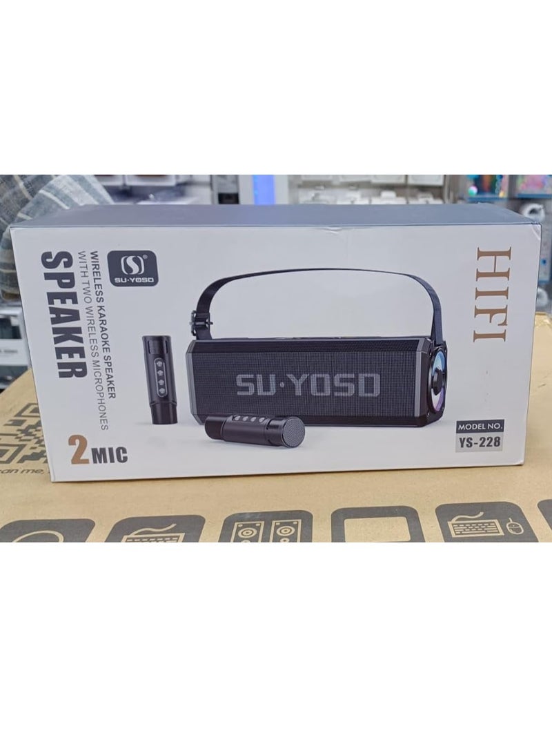 سو YS-228 مكبر صوت متوافق مع بلوتوث 5.0 قابل لإعادة الشحن ويدعم محرك USB وبطاقة TF - أحمر/أسود. - Image 4