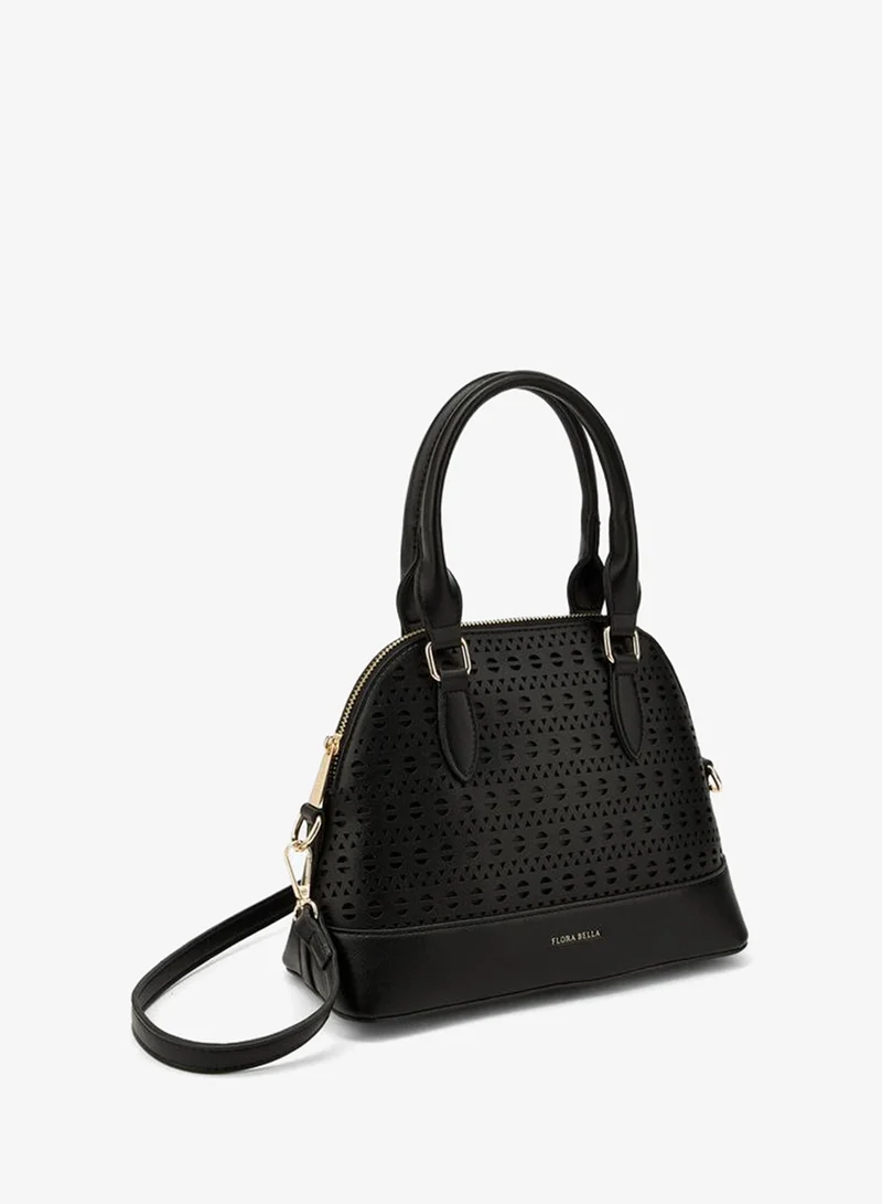 Flora Bella By Shoexpress BLACK Laser Cut Satchel Bag With Detachable Strap for Women | Best Price UAE